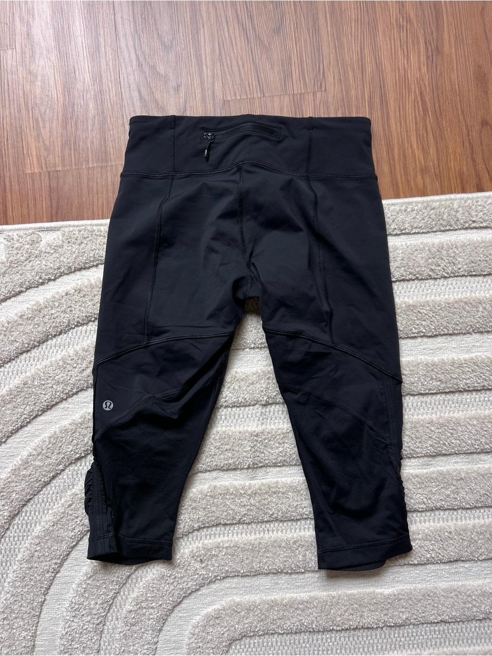 lululemon athletica Black Cropped Performance Leggings with Back Zip